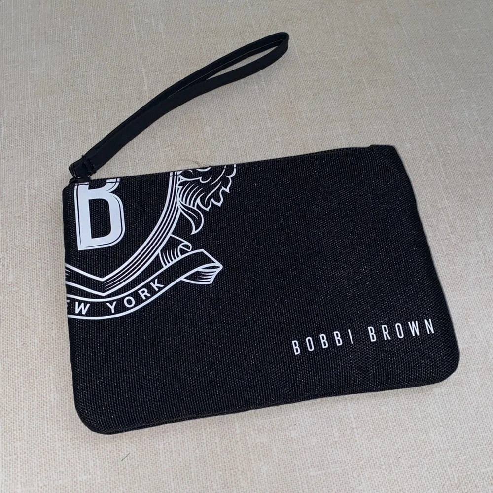 Bobbi Brown Black Cosmetic Makeup Zipper Wristlet‎ Bag